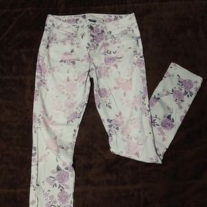 White & purple floral print American Eagle jeans
